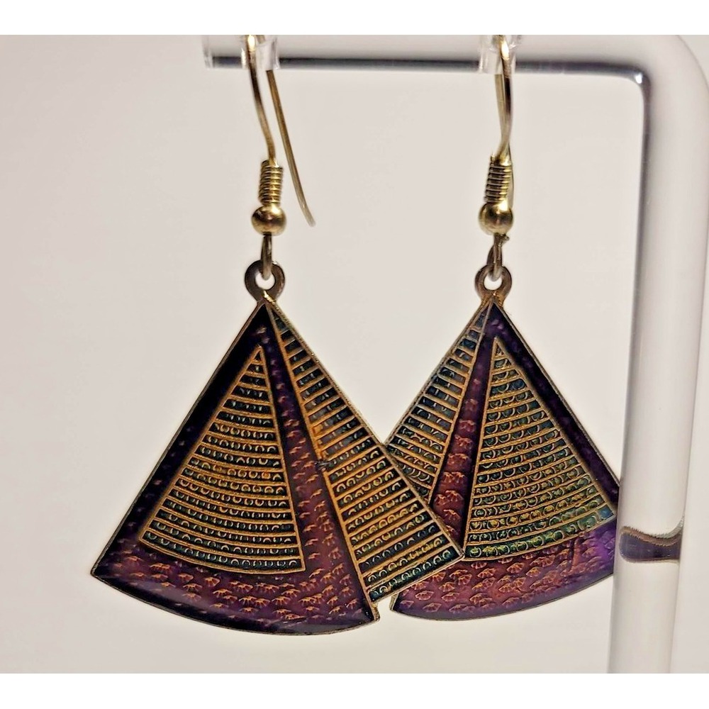Multicolor Triangle Dangle Earrings Womens Boho French Wire‎ 2 Inch Statement
